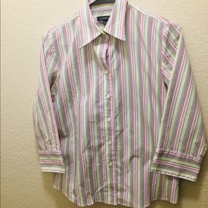 Lands End Colorful Vertical Striped Button Down
